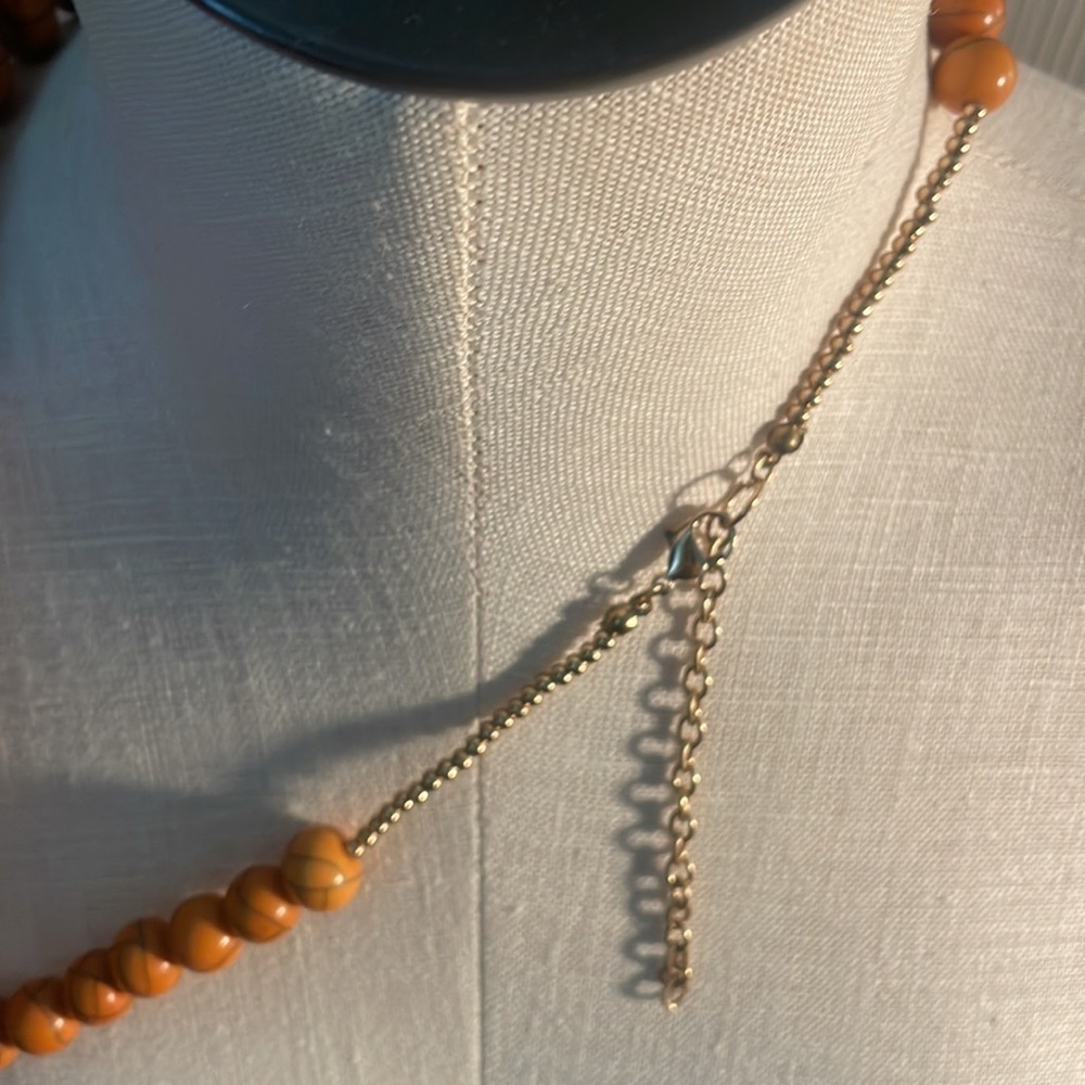 Edge necklace chunky orange basketball disc jewelry lobster clasp necklace OS - Picture 5 of 8